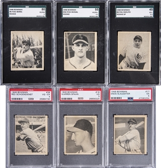 1948 Bowman Baseball SGC/PSA-Graded Complete Set (48) – Featuring Musial, Berra, Spahn, Rizzuto and Other HOF Rookie Cards!